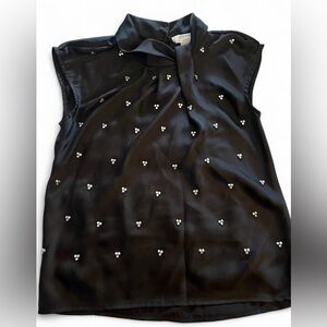 Michael Kors Black Embellished Silk-Look Blouse